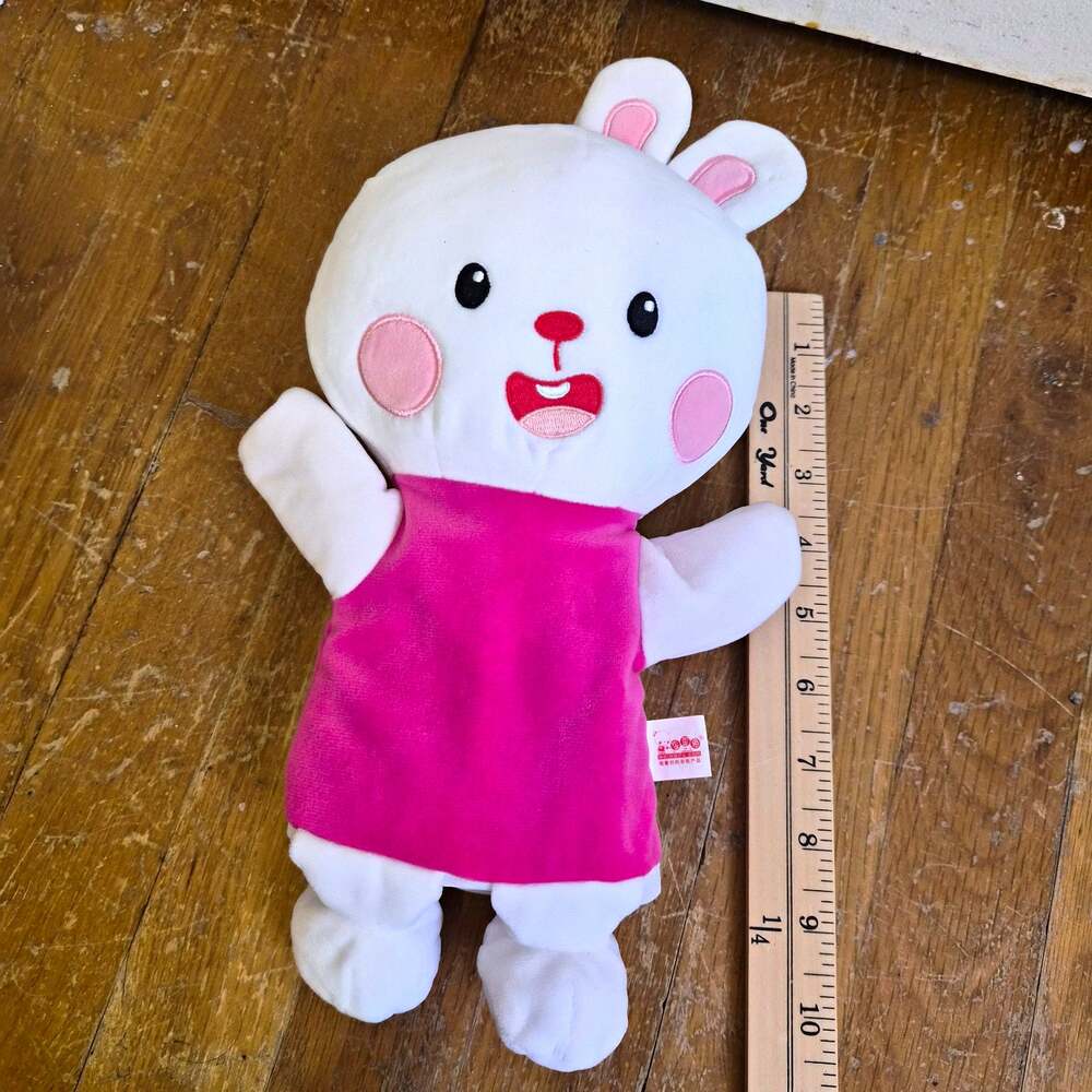Kawaii Bunny Hand puppet White Rabbit Pink Dress Educational Children and Babies